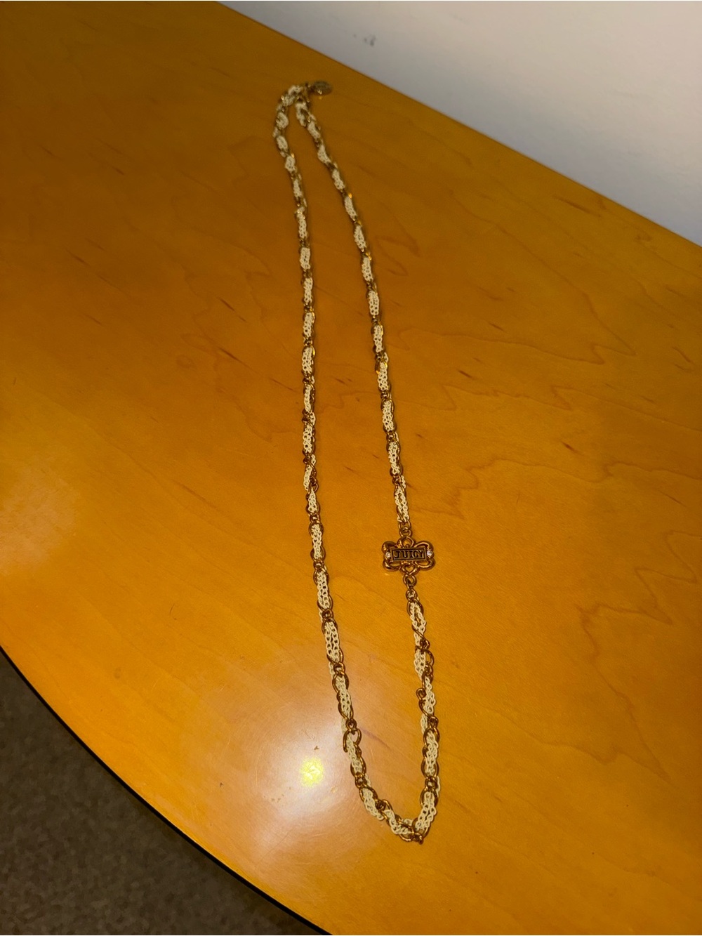 Juicy Couture Gold-Tone Rope Chain Necklace with Decorative Emblem